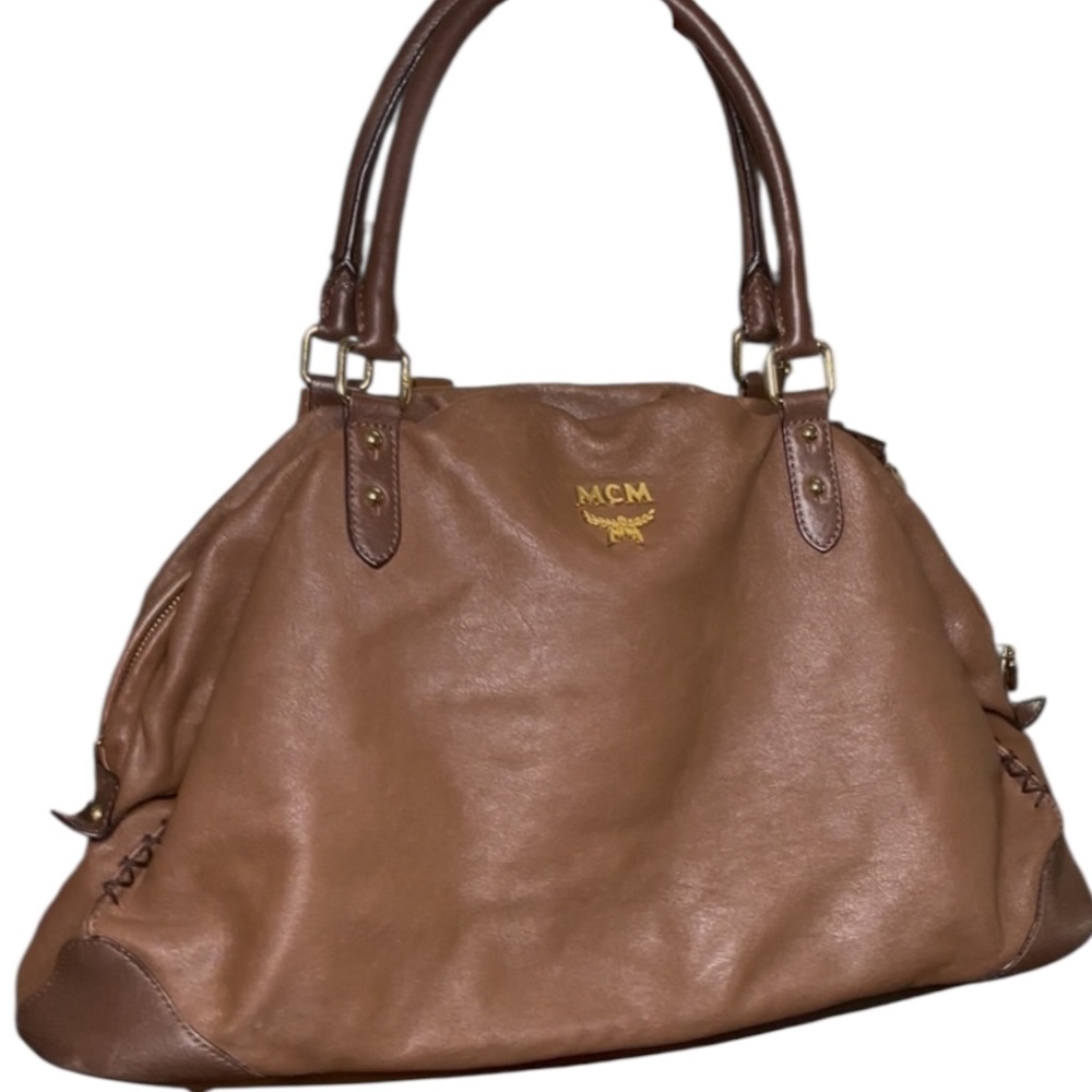 MCM brown leather hobo bag
